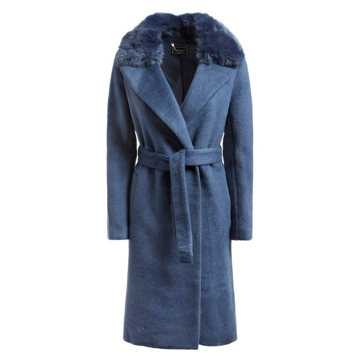 Manteau Bleu en Laine avec Ceinture