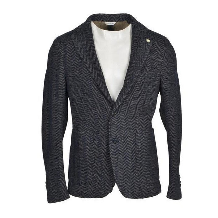 Blazer Bleu en Laine Mélangée