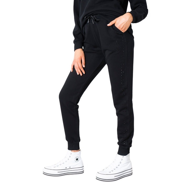 Pantalon Slim Noir en Coton Mélangé