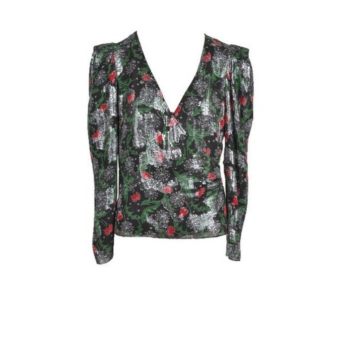 Blouse à Motif Floral en Soie Mélangée