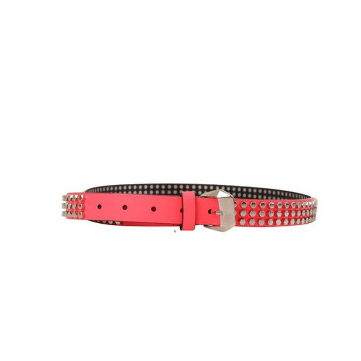 Ceinture Rose Vif en Cuir Clouté