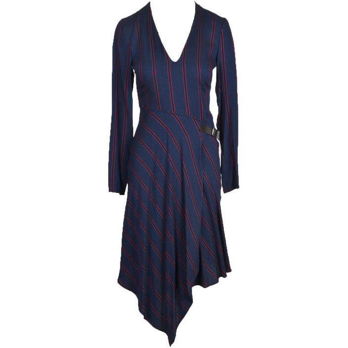 Robe Midi Bleue à Rayures