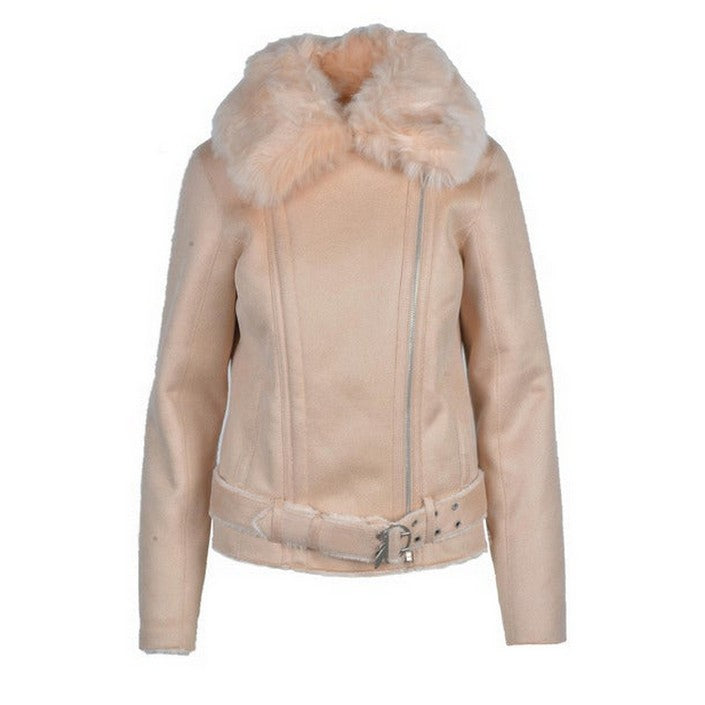 Veste Rose avec Col Fourrure