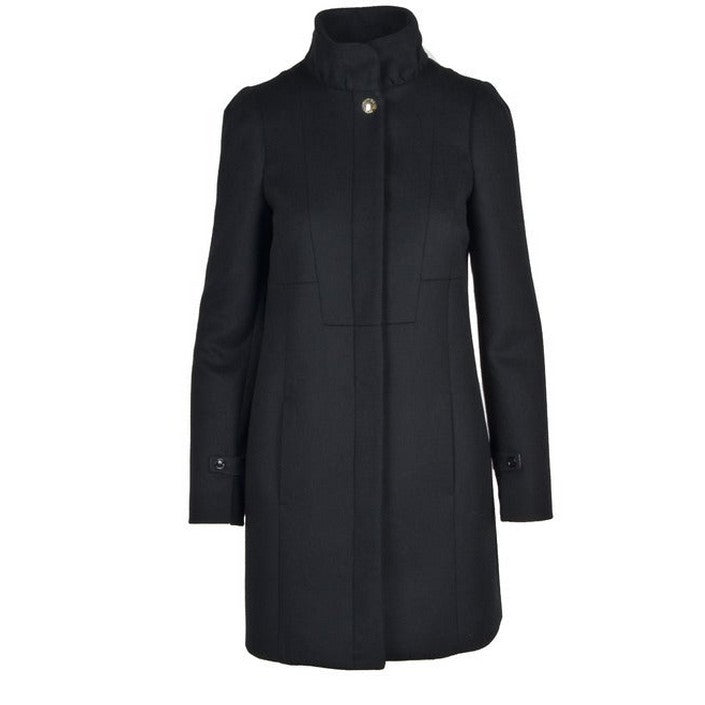 Manteau Noir en Laine Mélangée