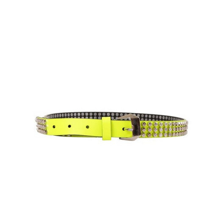 Ceinture Jaune en Cuir Clouté