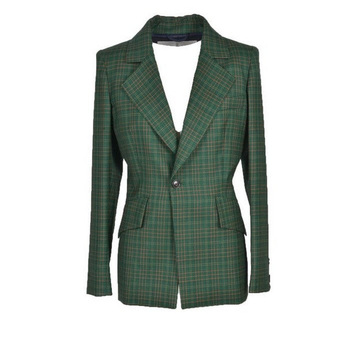 Blazer Vert à Carreaux en Laine