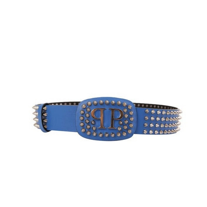 Ceinture Bleue en Cuir Clouté