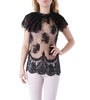 Blouse Noire avec Col à Volants